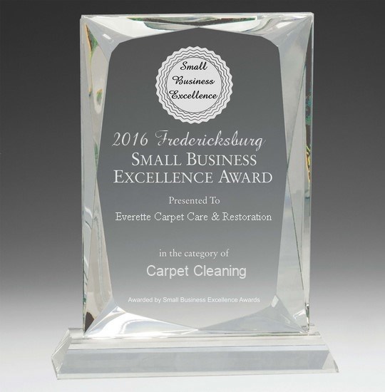 Everette Carpet Care's customer service award