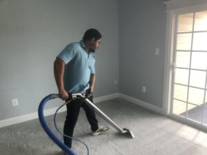 one of the employees cleaning the carpets on Northern Virginia